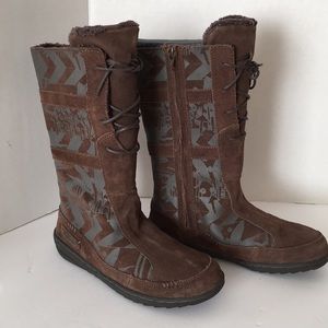 Teva Cara Kiru Tall Boots Brown Leather Suede Hiking Outdoor SN 4297 Youth Sz 5